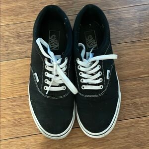 Vans Black and White Canvas Sneakers with Rubber Sole